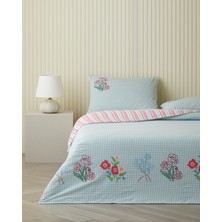 English Home Pastel Gingham Pamuklu Tek Kişilik Nevresim Seti 160x220 cm Pembe - Turuncu