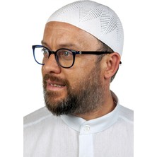 İhvan Online Berra Çelik Beyaz Dantel Örme Namaz Takkesi Erkekler İçin Standart 1 Adet