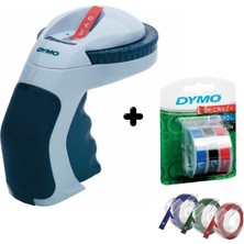 DYMO Omega Etiket Makinesi 9 mm x 3m + 3'lü Blisterli Yedek Şerit Siyah Mavi Kırmızı