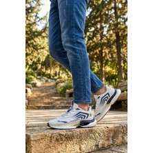 In Step Pure Energy  – Nefes Alabilen Hafif Tabanlı Beyaz-Lacivert Erkek Spor Ayakkabı