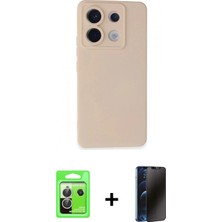 Marsilyan™- Redmi Note 13 Pro 5g Kılıf Ahenk Serisi - Siyah 3D Antistatik Hayalet Cam Ekran Koruyucu + Raze Metal Kamera Lens - Gs
