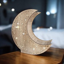 GHY Ahşap Ahşap Yıldız Temalı Hilal Gece Lambası Masa Lambası