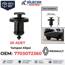Silecek Noktası Renault Tampon Klipsi 20 Adet 7703072360