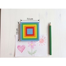 Zaya Design Lab Montessori Eğitici Oyuncak - Renk ve Boyut Öğretici Eğitici Pla Plastik Kare Seti
