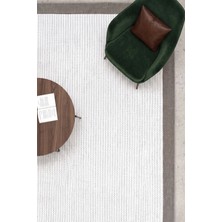 Estiva Home Ibiza Bej Beyaz Rengi Premium Biyeli Bukleli Modern Minimal Düz Salon Balkon Mutfak Pati Dostu Halı