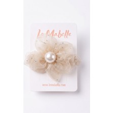 Le Mabelle Ekru Taş Detaylı Çiçek Model Lastikli Kız Çocuk Simit Toka