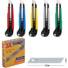 Ark 3A 18 mm Profesyonel Maket Bıçağı Seti Karışık Renk 2 Adet Maket Bıçağı 10'lu Yedek Bıçak