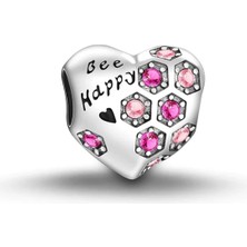 Fubena Mutlu Ol Pembe Taşlı Kalp Charm