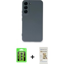 İlk El Grup Pilelistore™ Galaxy S23 Kılıf Ahenk Serisi - Siyah Mat Seramik Nano Ekran Koruyucu + Raze Metal Kamera Lens - Yl