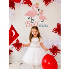 Beu Kids Kız Çocuk Tütü Etek Simli Lastikli Belli Pamuk Astarlı, 5-10 Yaş, Kırmızı & Beyaz