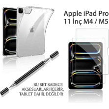 Yesnice iPad Pro 11" M5 2025/M4 2024 Uyumlu Esnek Nano Ekran Koruyucu/darbelere Dayanıklı Şeffaf Kapak/2in1 Dokunmatik Kalem