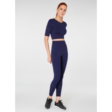 Kadın Jerf Naples Kısa Kol Crop Top Lacivert Econyl Spor ve Günlük Kombin İçin Uygun