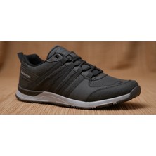 Slazenger Apex Erkek Spor Ayakkabısı Siyah Düz Topuk Tekstil ve Suni Deri Taban Kauçuk