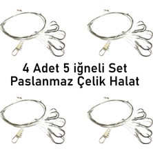 Valkyrie 5 Iğneli Paslanmaz Çelik Halatlı Dip Hırsız Olta Takımı 4’lü Set – 6# Karbon Çelik Iğne