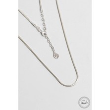 So CHIC Kontrast İtalyan 18 Ayar Sarı ve Beyaz Altın Kaplama 45 Cm Gümüş Zincir Kolye