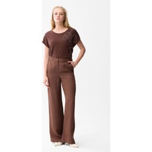 Love My Body Keten Cepli Bol Paça Pantolon Kahve 153L9368004