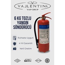 Vallentina 6 kg Kuru Kimyevi Tozlu Yangın Söndürme Cihazı Ruhsata Uygun Tse-Hyb/ce Belgeli