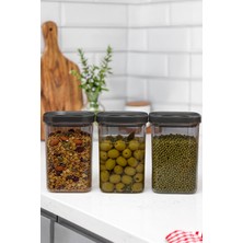 Porsima 101-GR 3lü Sızdırmaz  Yiyecek Erzak Saklama Kabı Seti - 1100ML Gri