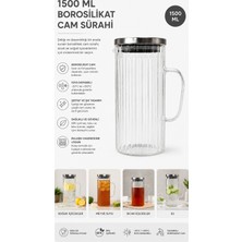 Kitchen Line 1500 ml Borosilikat Cam Sürahi Isıya Dayanıklı Şeffaf Cam Su ve Soğuk Içecek Sürahisi