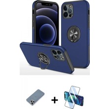 İlk El Grup Pilelistore™ iPhone 12 Pro Kılıf Odak Form Prime - Siyah 3D Antistatik Seramik Nano Ekran Koruyucu + Metal Kamera Lens Koruma Cam - Gs