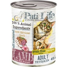 Pati Life Yetişkin Kedi Konservesi Kuzu Etli Süper Premium 415 gr 24 Adet 100% Hayvansal İçerik