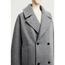 Abluka Online Erkek Oversize Kruvaze Kaban Koyu Gri %40 Pamuk %40 Polyester %20 Akrilik Rahat Siluet