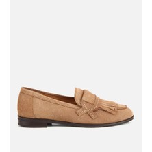 Hotiç Kadın Süet Deri Vizon Püskül Detaylı Klasik Loafer
