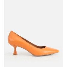Hotiç Kadın Deri Turuncu Kısa Topuklu Stiletto