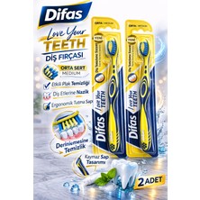 Bezos Difaş Love Your Teeth Diş Fırçası 2 Adet Orta Sert Medium Ergonomik Saplı Manuel Diş Fırçası