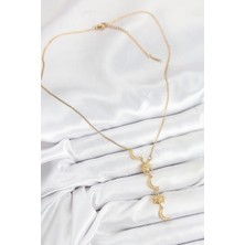 Youday Accessories 316L Çelik Zirkon Taşlı Güneş ve Ay Model Gold Renk Kadın Kolye