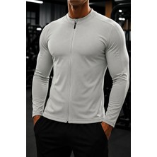 Ghassy Co. Erkek Tam Fermuarlı Dalgıç Kumaş Uzun Kollu Slim Fit Esnek Spor Sweatshirt