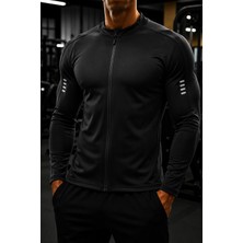 Ghassy Co. Erkek Tam Fermuarlı Dalgıç Kumaş Uzun Kollu Slim Fit Esnek Spor Sweatshirt