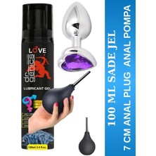 Aşkın Deposu Deromeya Health - Süper Kaydırıcı Jel+ Kalpli Anal Plug 7 cm +Anal Siyah Temizlik Pompa Siyah Süper Set 100 ml Jel Avantajlı Paket