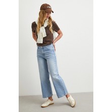 Never More Yüksek Bel Culotte Jean Mavi