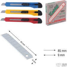 Ark Profesyonel 9 mm Maket Bıçağı Seti Karışık Renk 3 Adet Maket Bıçağı 10'lu Yedek Bıçak