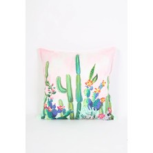 Ness Home Desenli Beyaz Süet Yastık /kırlent Kılıfı Fermuarlı 48X48 cm