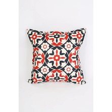 Ness Home Desenli Beyaz Süet Yastık /kırlent Kılıfı Fermuarlı 48X48 cm
