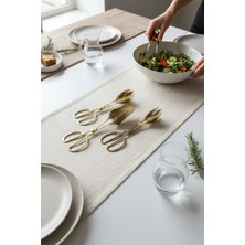 Akayev Aurea 3lü Premium Altın Kaplama Pasta Salata Makarna Maşa Takımı