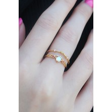Youday Accessories Gold Renk Zirkon Taşlı Taç Model Kadın Yüzük