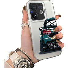 HONTINGA Vivo V60 5g ile Uyumlu Kılıfı Silikon Kenar Sert Arka Düşüme Önleyici Basitlik Anti Düşme Kamera Korumali Spor Araba Desen Telefon Kılıfı Kadın ve Erkek Için Uygundur K1-0608