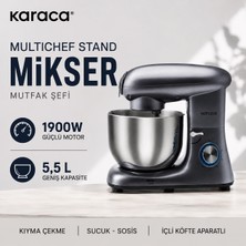 Karaca Geniş Kapasiteli Profesyonel Stand Mikser 1900W Güçlü Performanslı Çok Fonksiyonlu Mutfak Yardımcısı Modern Gövde