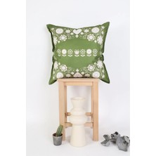 Ness Home Desenli Beyaz Süet Yastık /kırlent Kılıfı Fermuarlı 48X48 cm