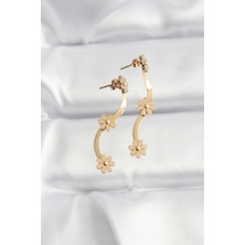 Youday Accessories 316L Çelik Gold Renk Italyan Zincir Papatya Küpe