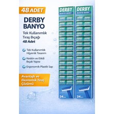 Bezos Derby Banyo Tek Kullanımlık Tıraş Bıçağı 48 Adet  Ekonomik Paket Plastik Saplı Tıraş Jileti