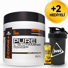Mustang Nutrition Core+ Pure L-Glutamine Powder 250 Gr Glutamin 50 Servis + Shaker + Protein Kahve Hediyeli