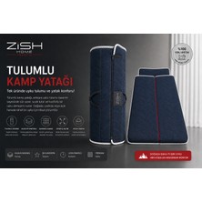 Zish Home Mavi Taşınabilir Kendinden Fermuarlı Tulumlu Katlanır Kamp Yatağı Anne Yanı Yer Yatağı 5cm