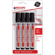 Edding Siyah Yazı Tahtası Kalemi 260/4'LÜ 1.5-3mm Çizgi Kalınlığı ile Hızlı Kuruyan Mürekkep