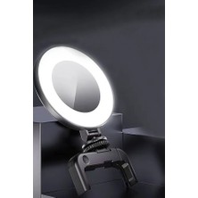 The Wlue Şarjlı Aynalı LED Selfie Video Kamera Işığı Tripod Uyumlu ve Mandallı 3000-9000 Kelvin Dimmer Ayarlı