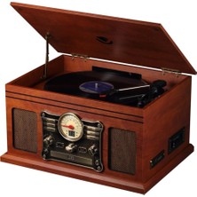 Volkano Vinyl Serisi Retro Pikap Bluetooth USB Kayıt Özellikli Ahşap Tasarım Radyo CD Kasetçalar