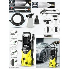 Pro Müller Yeni Nesil Alman 150 Bar Max Bakır Sargılı Su Soğutmalı Profesyonl Yüksek Basınçlı Bahçe ve Oto Yıkama Makinesi